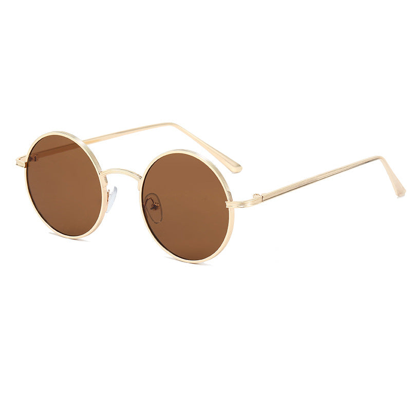Damen modische Brille mit runden Gläsern und feinem Metallrahmen Karnz