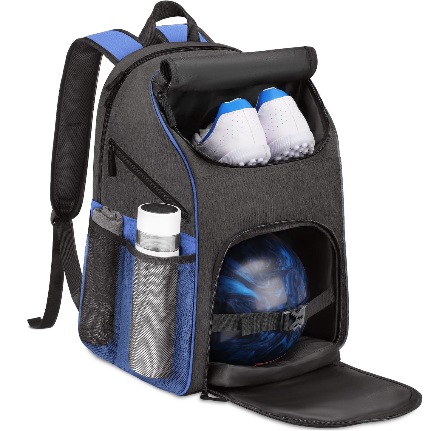 Unisex Sportlicher Rucksack mit speziellen Fächern für Schuhe und Bowlingball Karnz