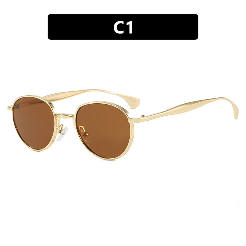 Damen runde Sonnenbrille mit elegantem Metallrahmen und UV-Schutz Karnz