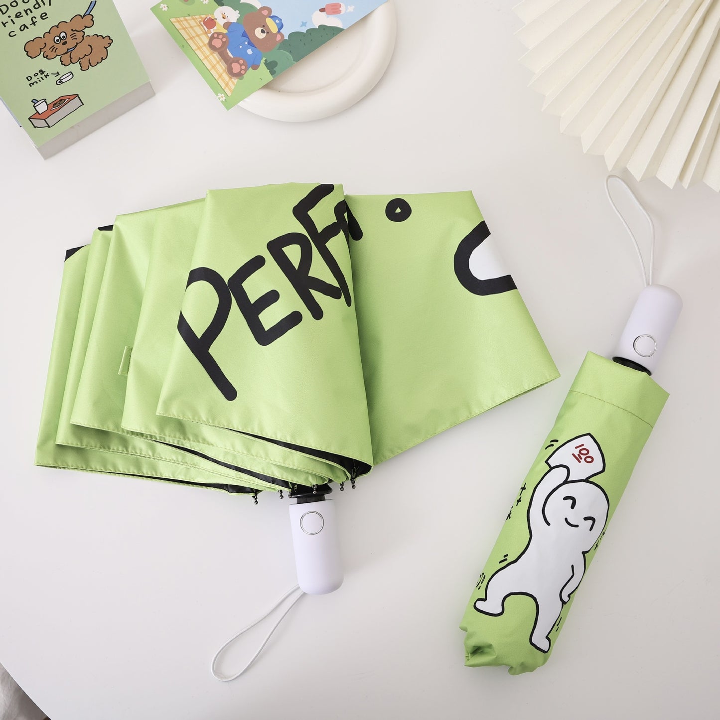 Damen kreativer und farbenfroher Faltregenschirm mit einzigartigem Design Karnz