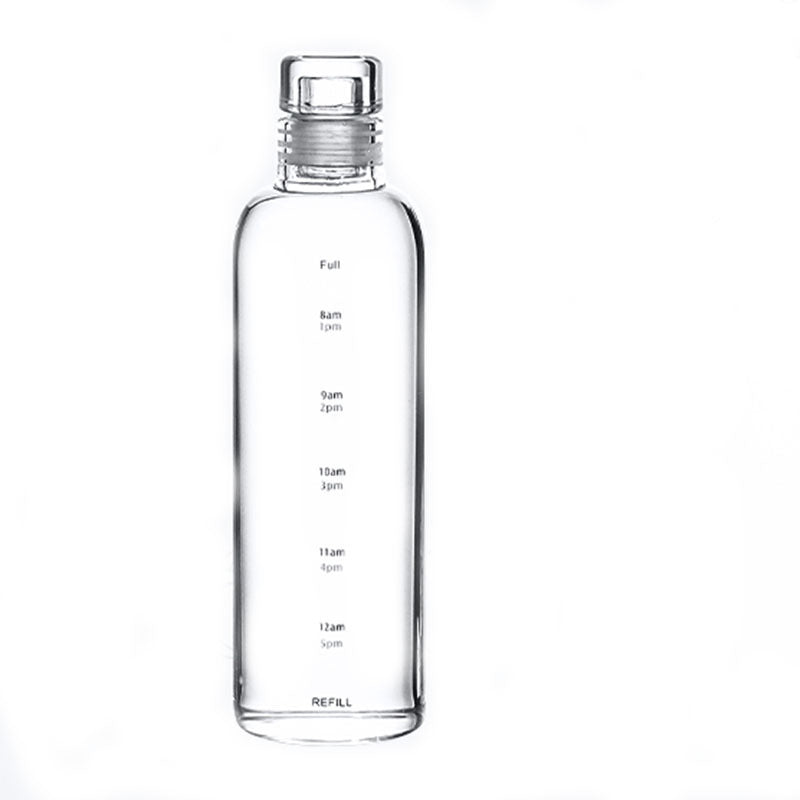 Damen transparente Motiv-Trinkflasche mit Zeitmarkierungen Karnz