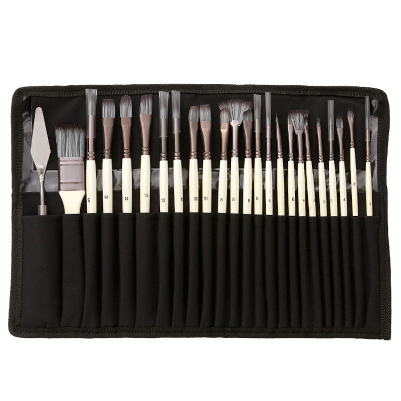 Pinselset 24-teilig mit Rollmappe und Malmesser | Karnz