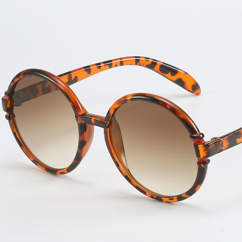 Damen runde Sonnenbrille im trendigen Leopardenmuster mit UV-Schutz Karnz