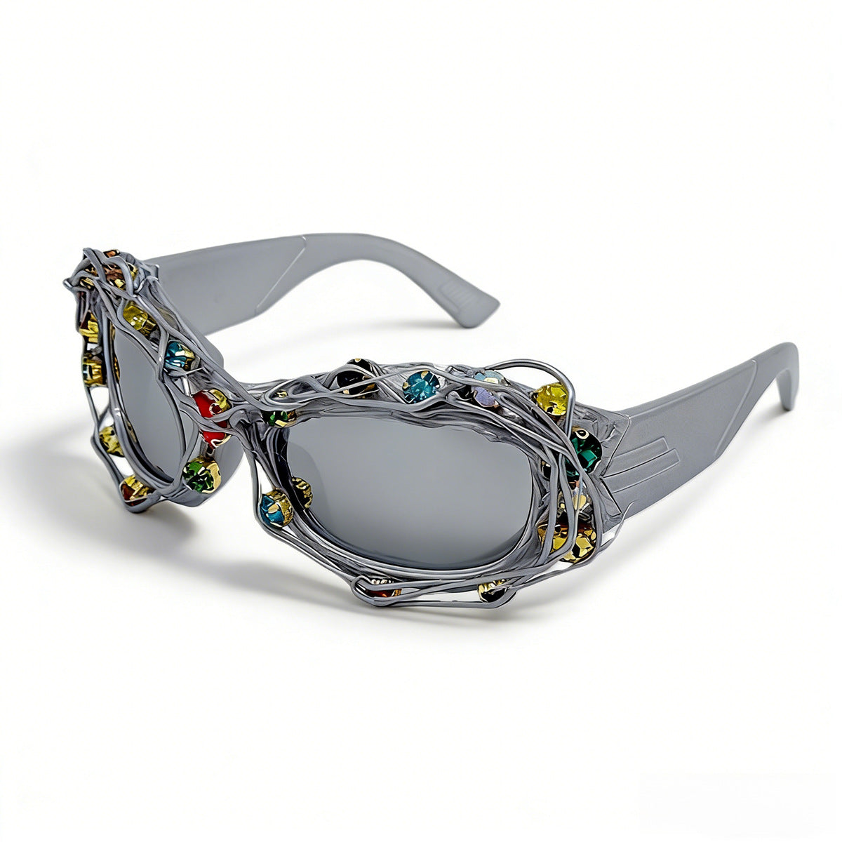 Damen auffällige Designer-Sonnenbrille mit Strass-Applikationen Karnz