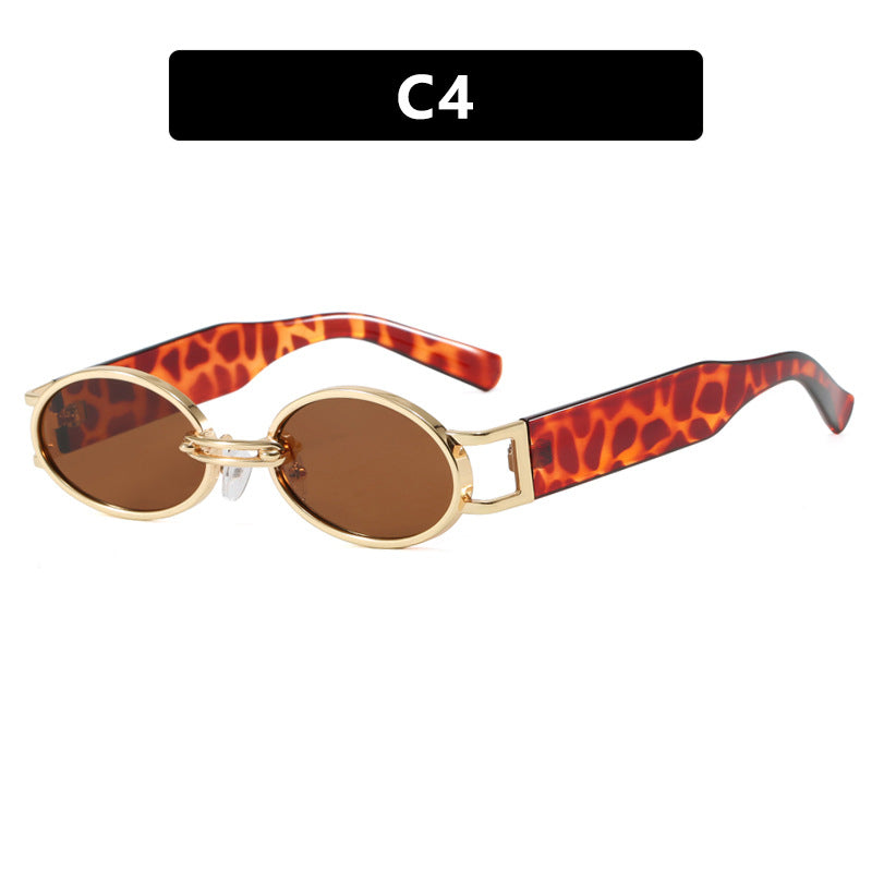 Damen ovalförmige Sonnenbrille mit goldenen Akzenten und stylischem Rahmen Karnz