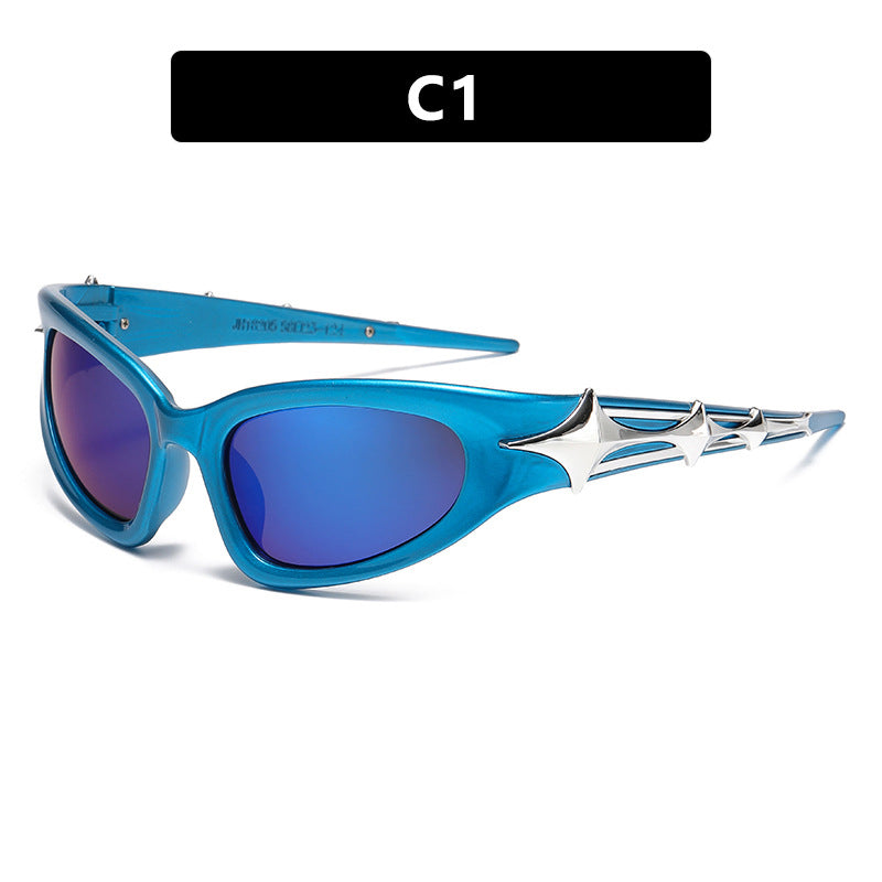 Damen futuristische Sonnenbrille mit einzigartigem Sternedesign Karnz