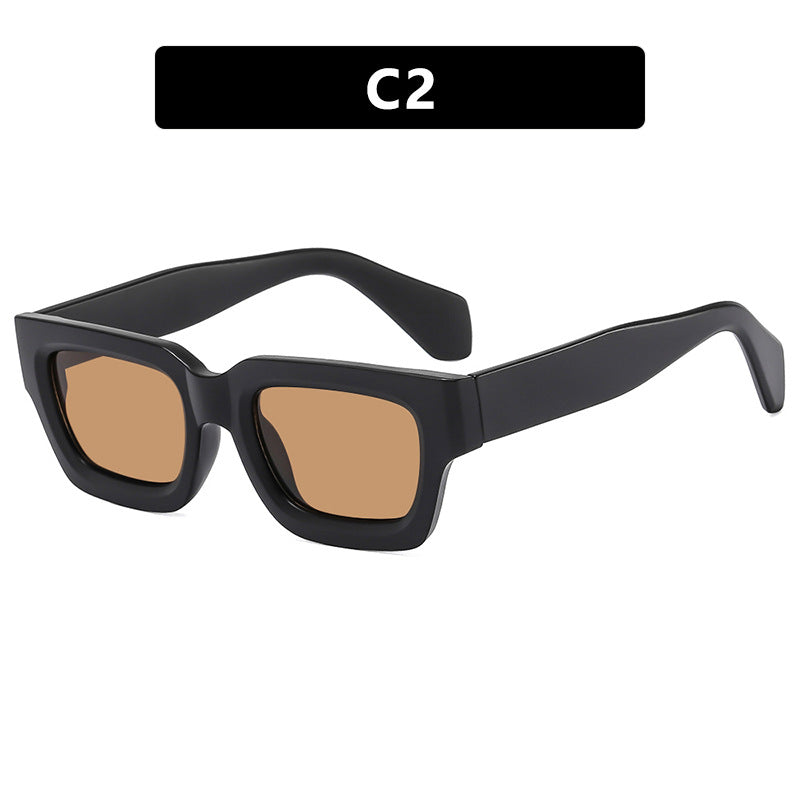 Damen modische rechteckige Sonnenbrille mit breitem Rahmen und schützendem UV-Filter Karnz