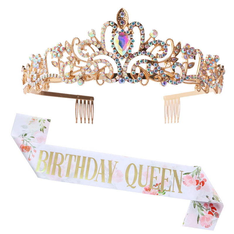 Damen Festliche Krone mit eleganter Schärpe Karnz