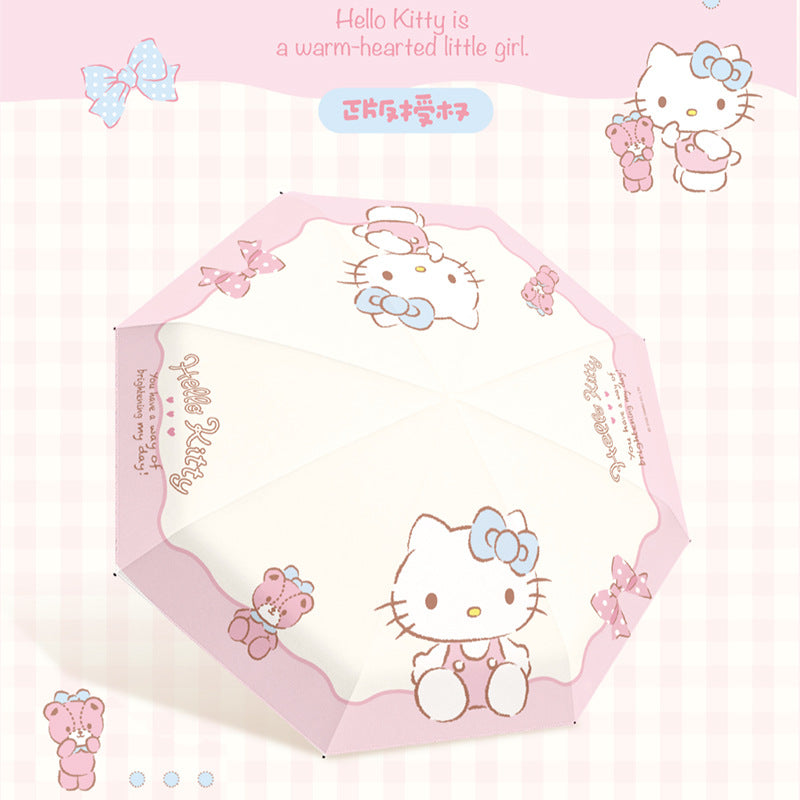 Damen Faltregenschirm mit exklusivem Hello Kitty Design und praktischem Tragemechanismus Karnz