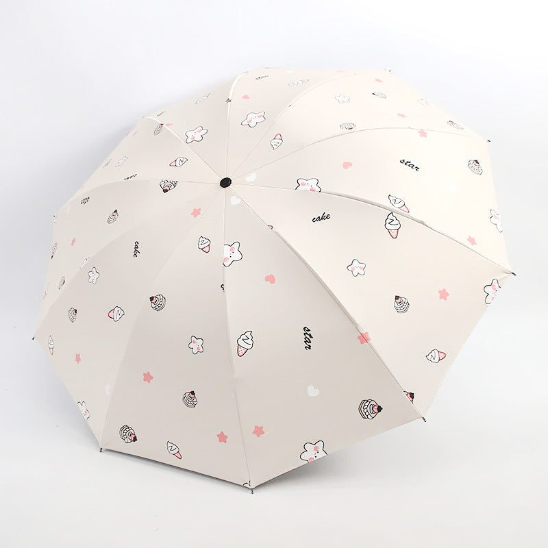 Damen Faltbarer Regenschirm mit verspieltem Dessertmotiv Karnz