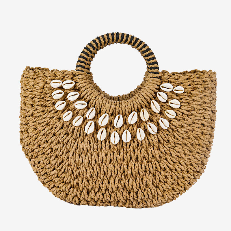 Damen Exklusive Korbtasche mit Muscheldekor Karnz