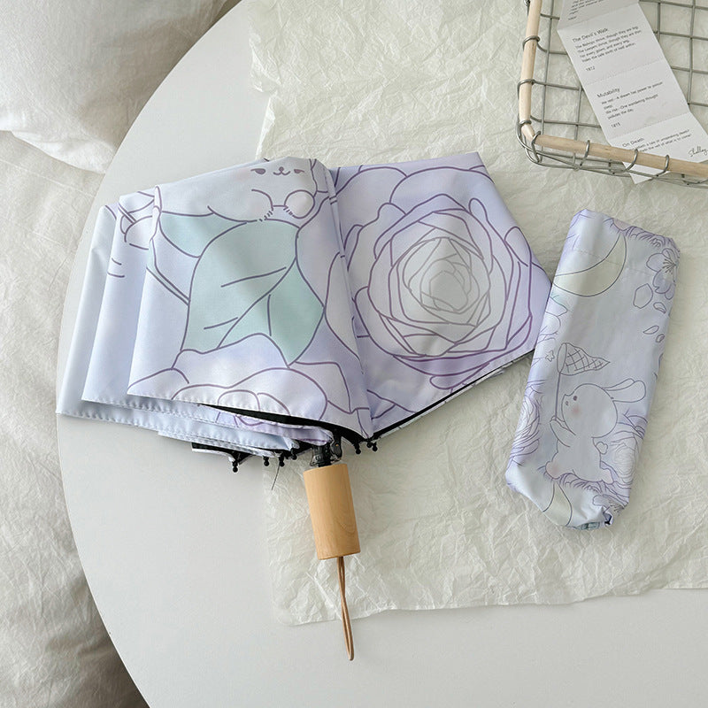 Damen Faltbarer Regenschirm mit floralem Minimalismus Karnz
