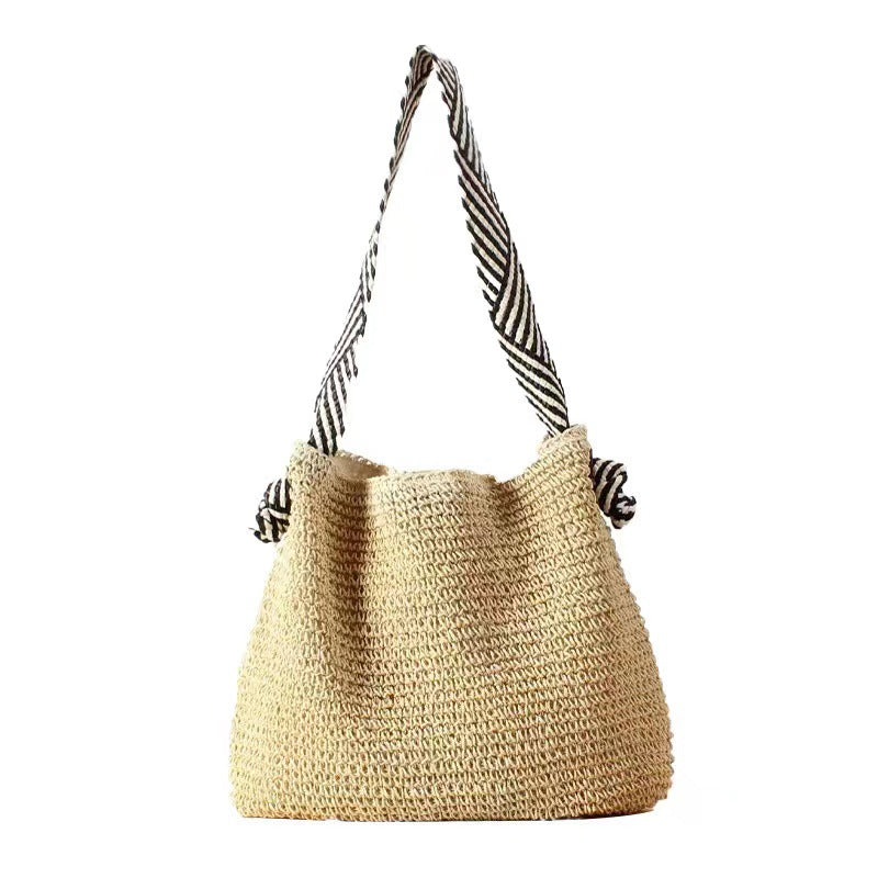 Damen Handtasche mit geflochtenem Design und gemustertem Schulterriemen Karnz