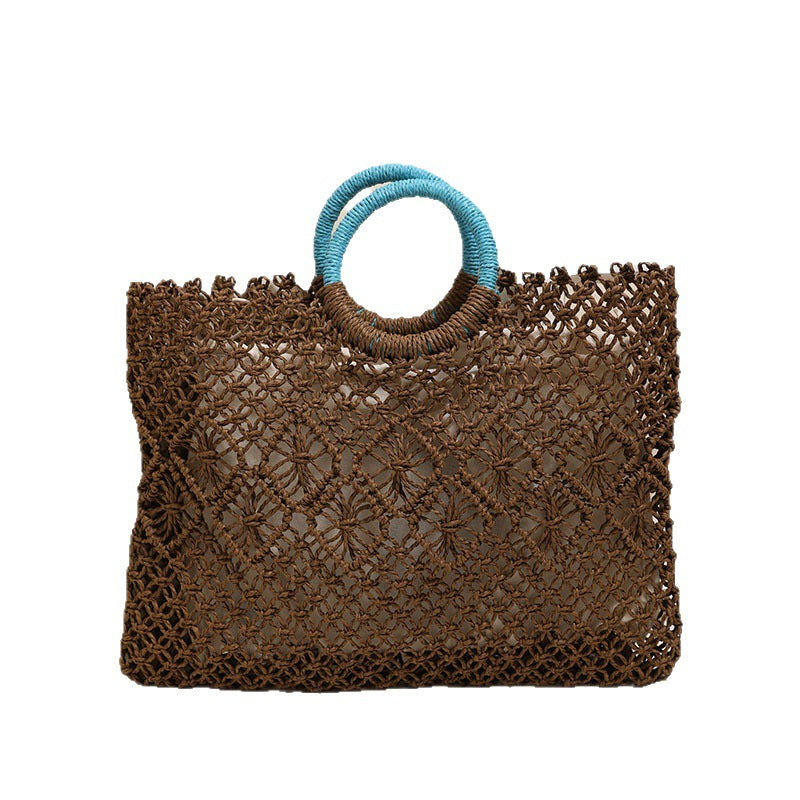 Damen Handgefertigte Strandtasche mit auffälligem Ringgriff Karnz
