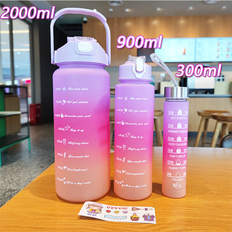 Damen ergonomische Wasserflasche mit Motivationsmarkierungen Karnz