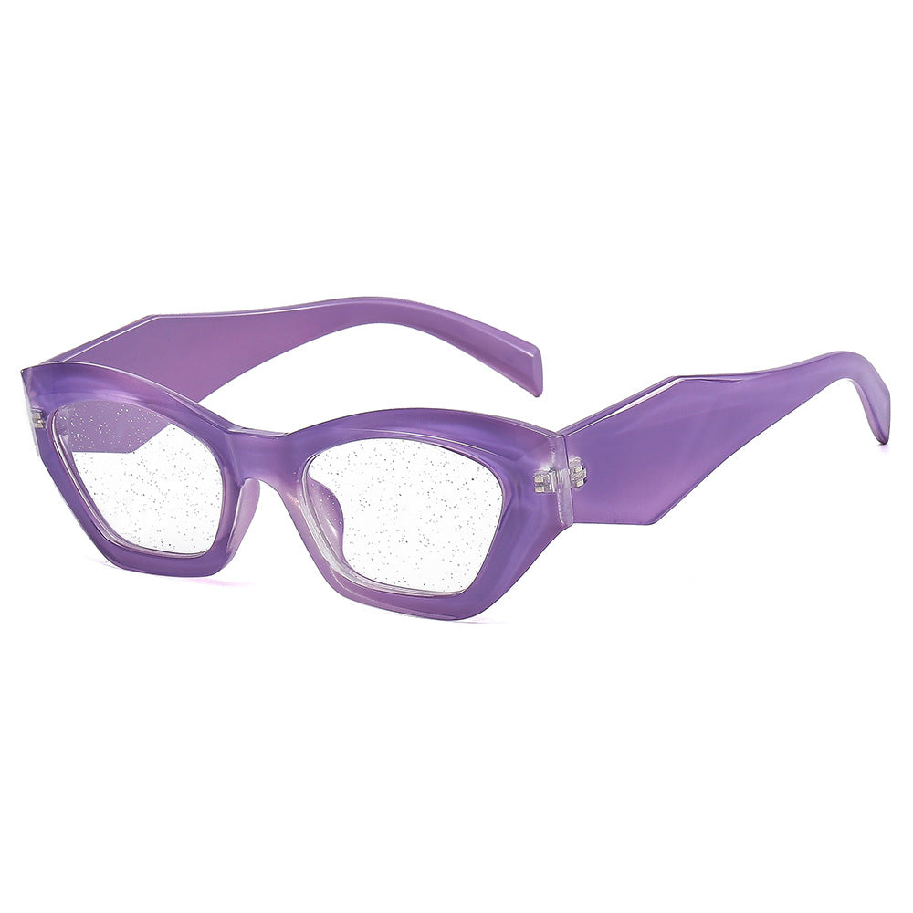 Damen geometrische Designer-Sonnenbrille mit funkelndem Rahmen Karnz