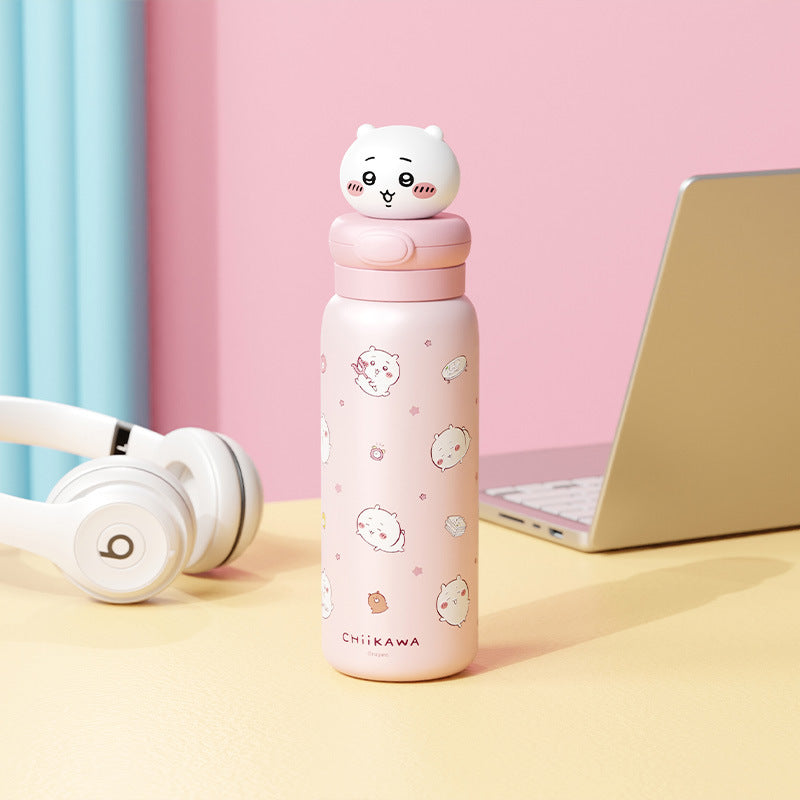 Damen Edelstahl Trinkflasche mit interaktivem Tierkopfdesign Karnz