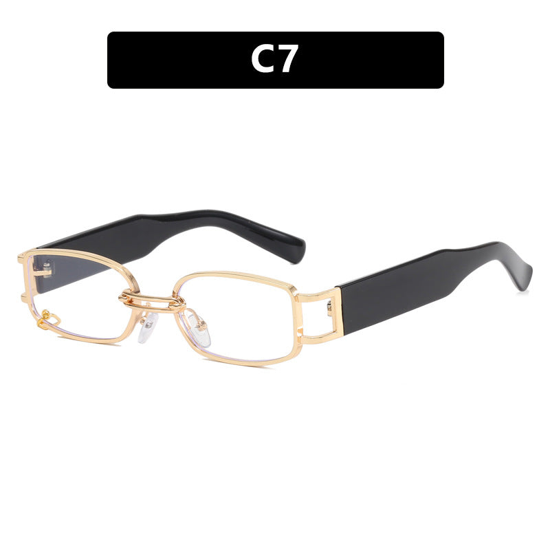Damen modische Sonnenbrille mit innovativem rechteckigem Design und elegante Metallakzenten Karnz
