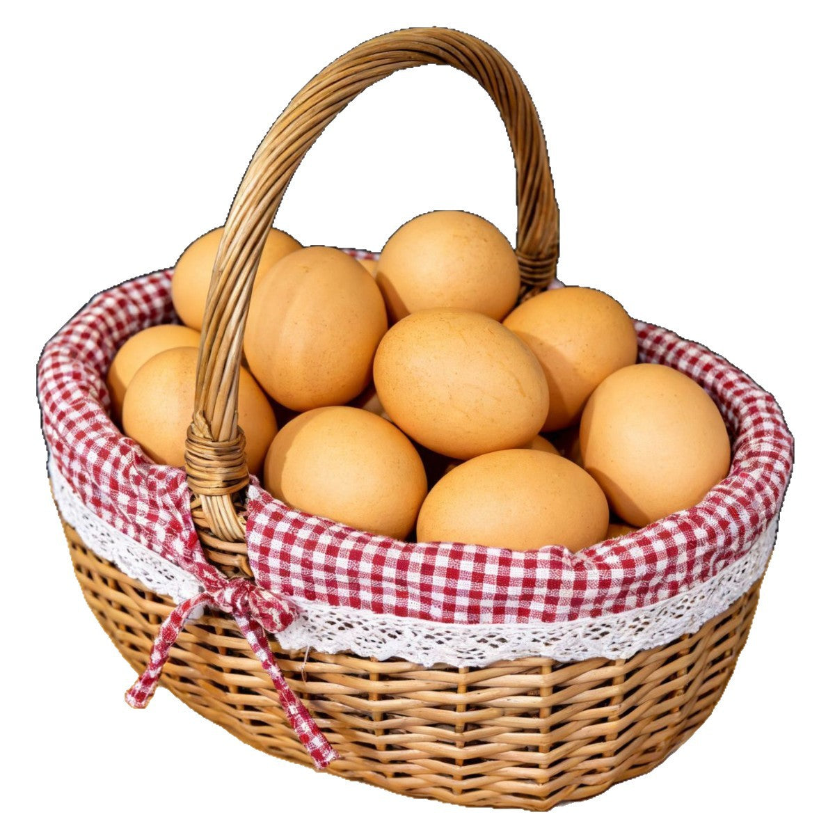 Damen geflochtener Korb mit romantischem Gingham-Muster Karnz
