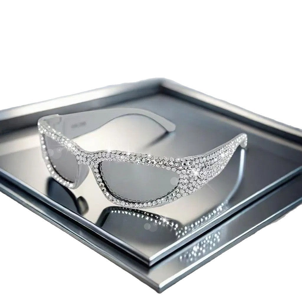 Damen Glitzernde Sonnenbrille mit funkelndem Kristallrahmen Karnz