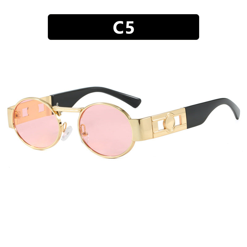 Damen runde Sonnenbrille mit modischem Metallrahmen und UV-Schutz Karnz