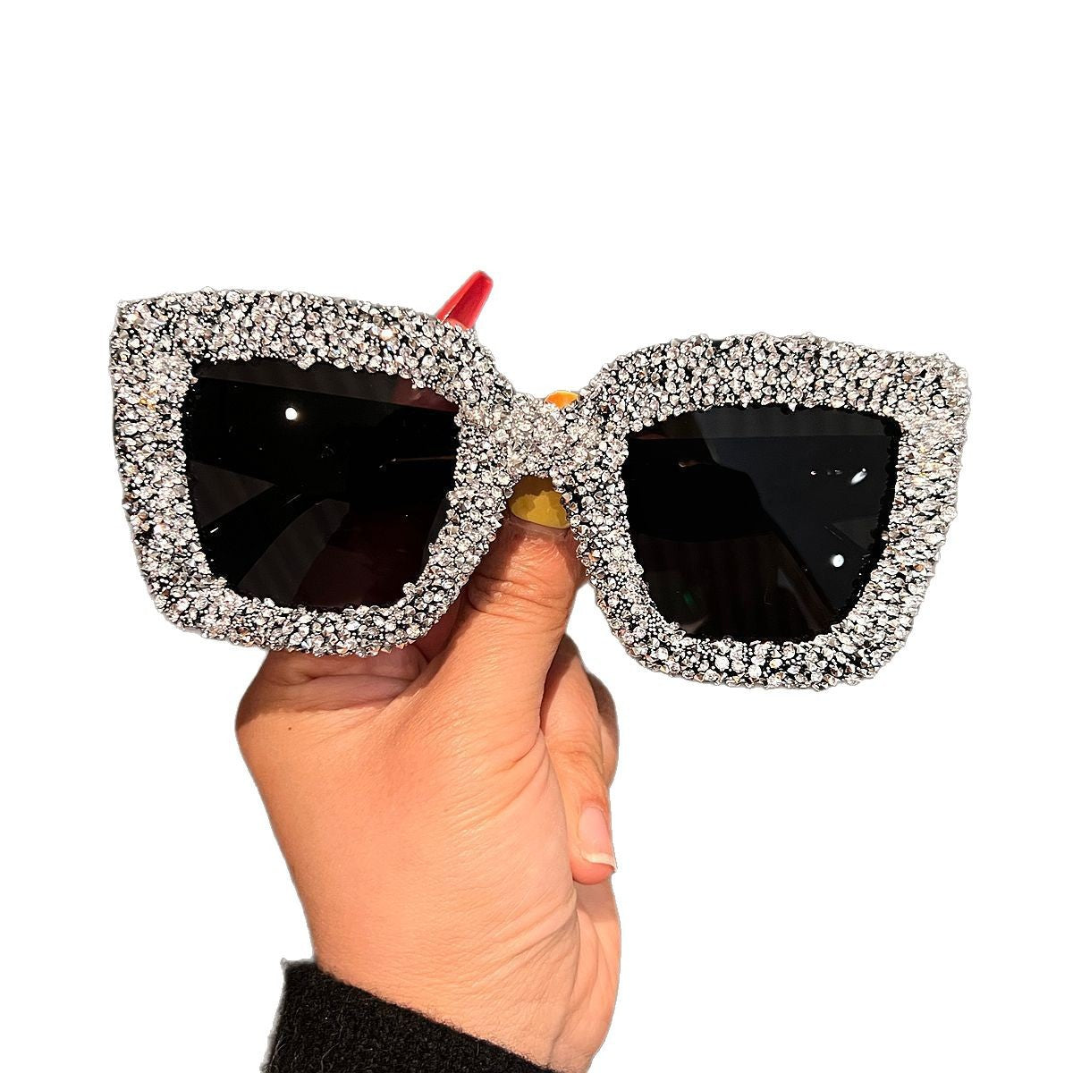 Damen Glamouröse Statement-Sonnenbrille mit funkelndem Strass-Besatz Karnz