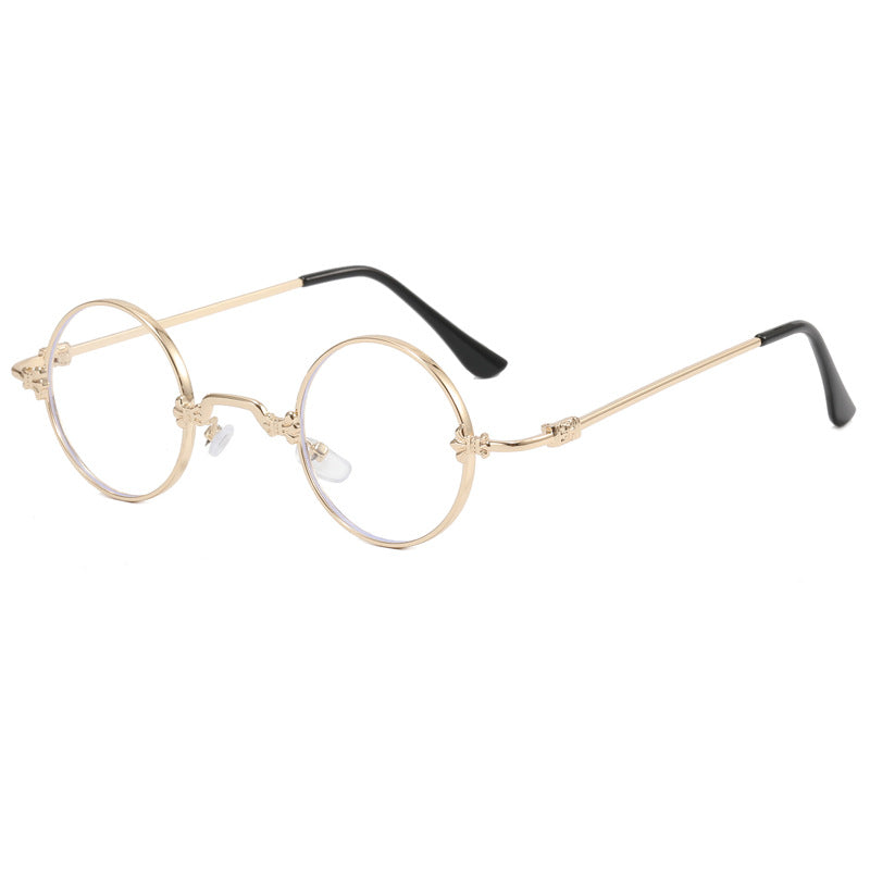 Damen modische runde Brille mit hochwertigem Metallrahmen und flexiblen Bügeln Karnz