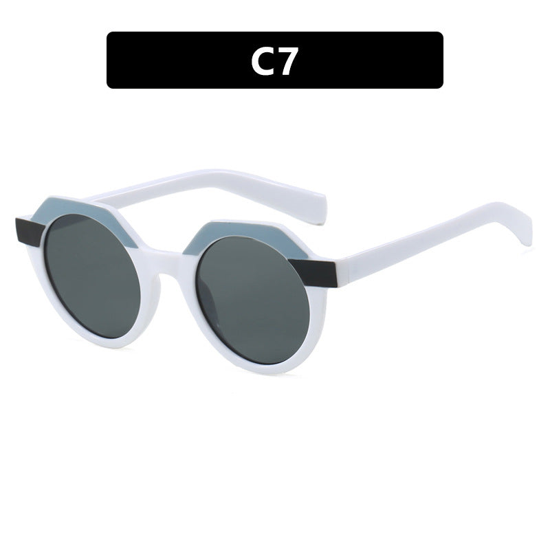 Damen extravagante runde Sonnenbrille mit farblich akzentuiertem Rahmen Karnz