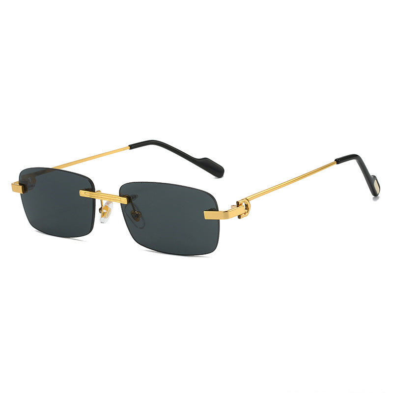 Damen modische rechteckige Sonnenbrille mit filigranem Metallrahmen Karnz