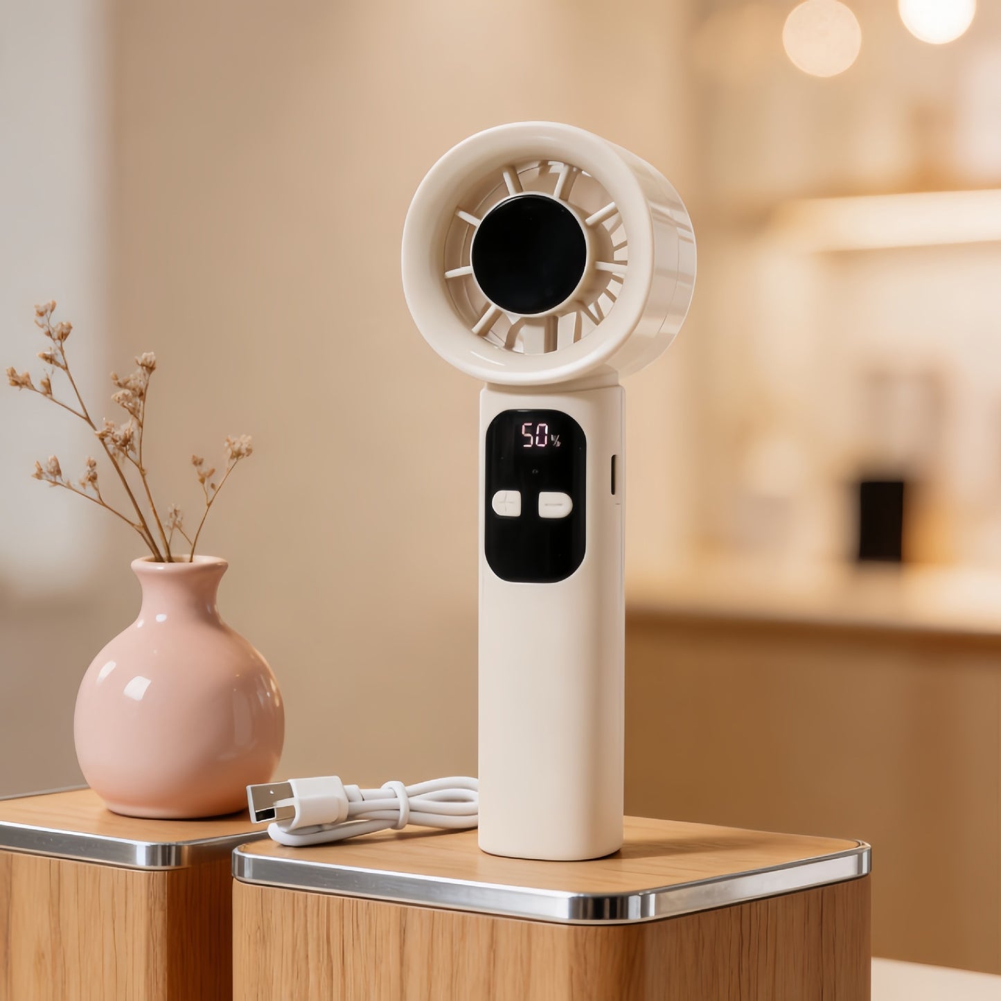 Damen Tragbarer Handventilator mit LCD-Display und USB-Anschluss Karnz