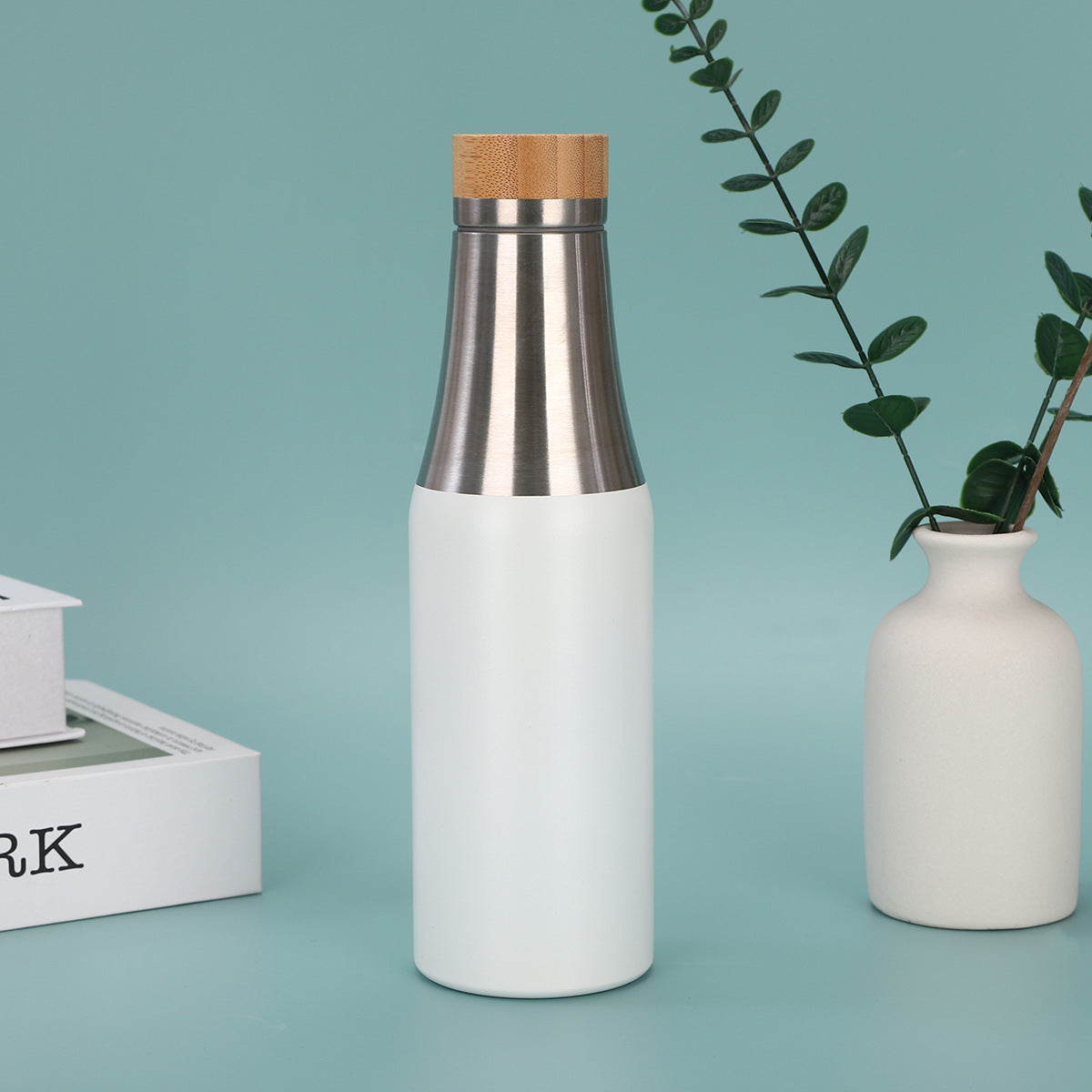 Damen edelstahl isolierte Trinkflasche mit Bambusdeckel Karnz