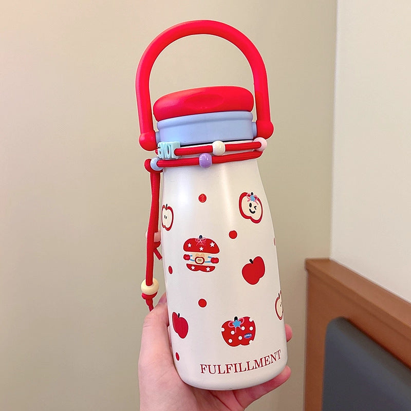 Damen kreative Trinkflasche mit lustigem Design und praktischer Schnur Karnz