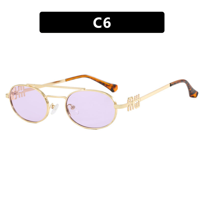 Damen elegante ovale Sonnenbrille mit luxuriösem Metallrahmen Karnz