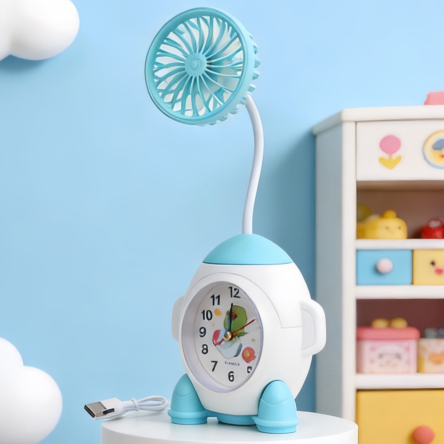 Damen Multifunktionale Tischuhr mit Ventilator Karnz