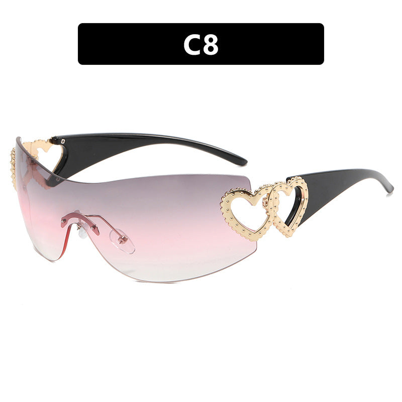 Damen Fashion-Sonnenbrille mit Herz-Applikationen Karnz