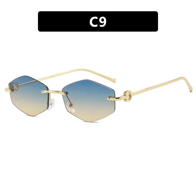 Damen modische Sonnenbrille mit hexagonalem Gestell und luxuriösen Akzenten Karnz