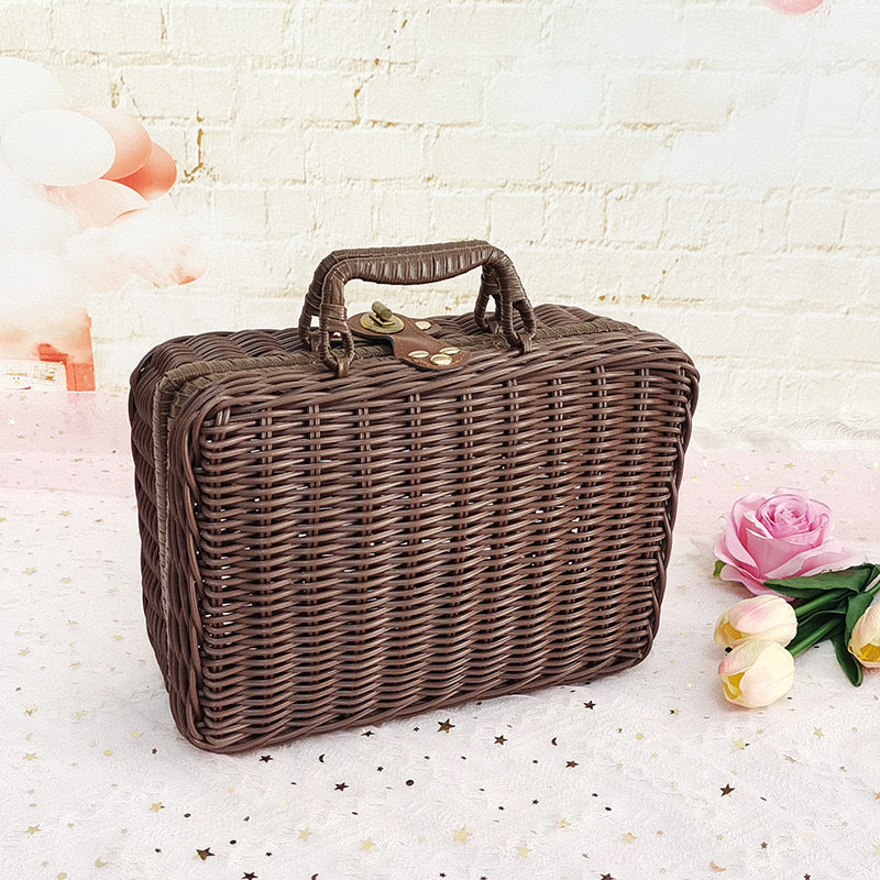 Damen Stilvolle Rattenbox mit praktischen Griffen Karnz
