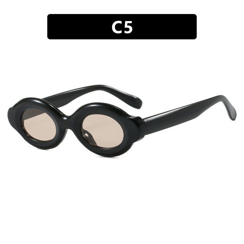 Damen Sonnenbrille im trendigen Retro-Design mit ovalen Gläsern Karnz