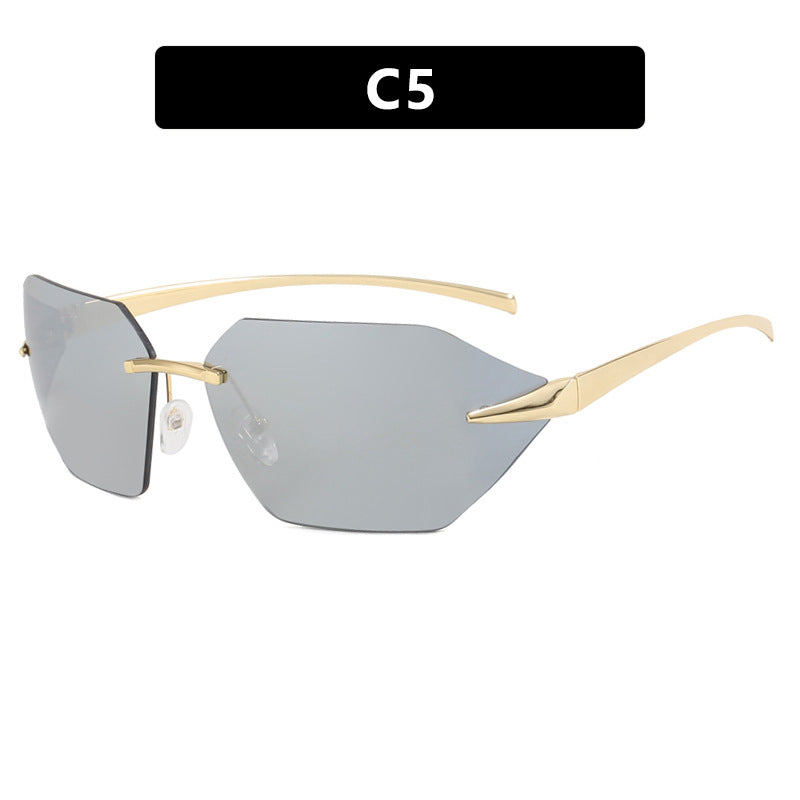 Damen geometrische Sonnenbrille mit elegantem Metallrahmen und polarisierten Gläsern Karnz