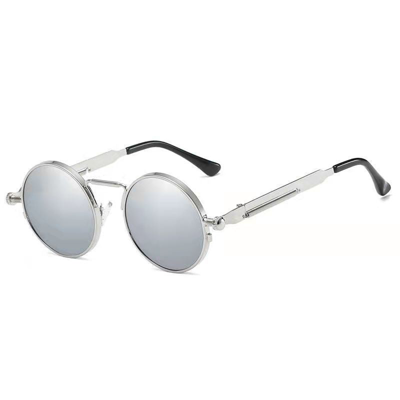 Damen Runde Metall-Sonnenbrille mit verspiegelten Gläsern Karnz