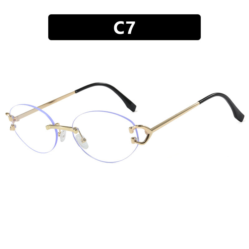 Damen elegante ovalförmige Sonnenbrille mit modischem Metallrahmen Karnz