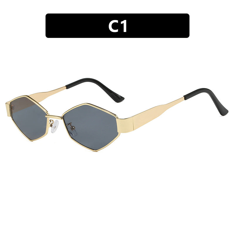 Damen geometrische Sonnenbrille mit schmalem Metallrahmen und polarisierten Gläsern Karnz