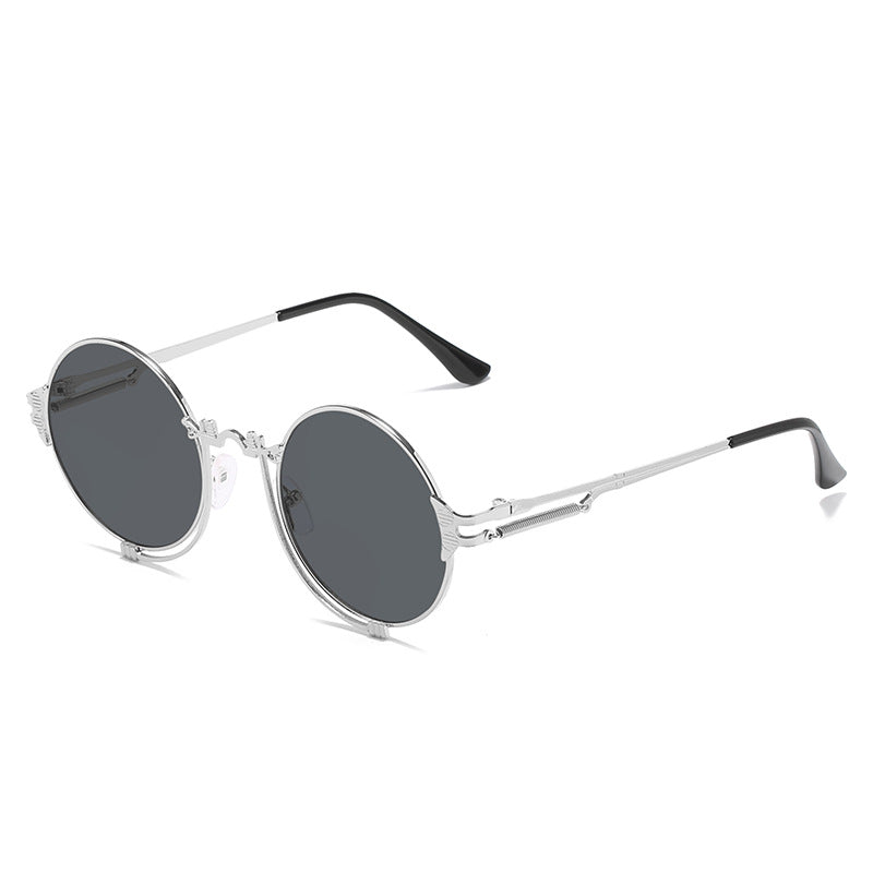 Damen stylische runde Metall-Sonnenbrille mit kunstvollem Designs Karnz