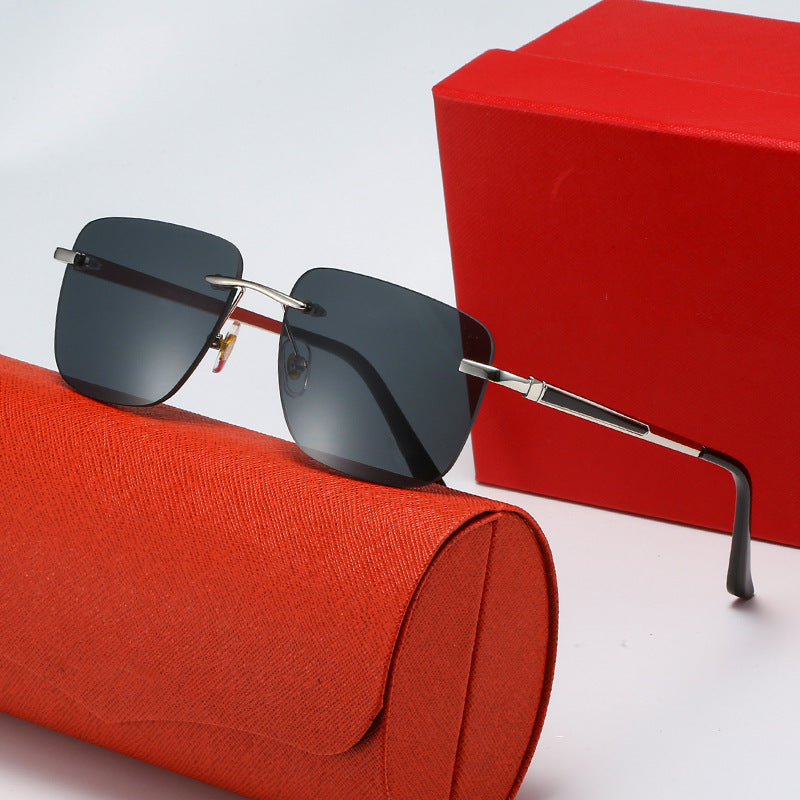 Damen modische rechteckige Halbrahmen-Sonnenbrille mit innovativem Design Karnz