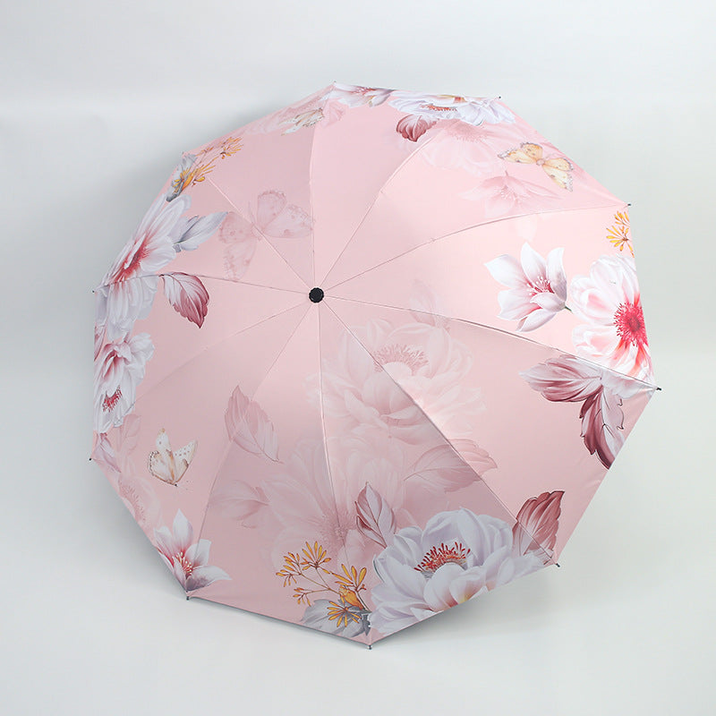Damen Regenschirm mit floralen Mustern und UV-Schutz Karnz