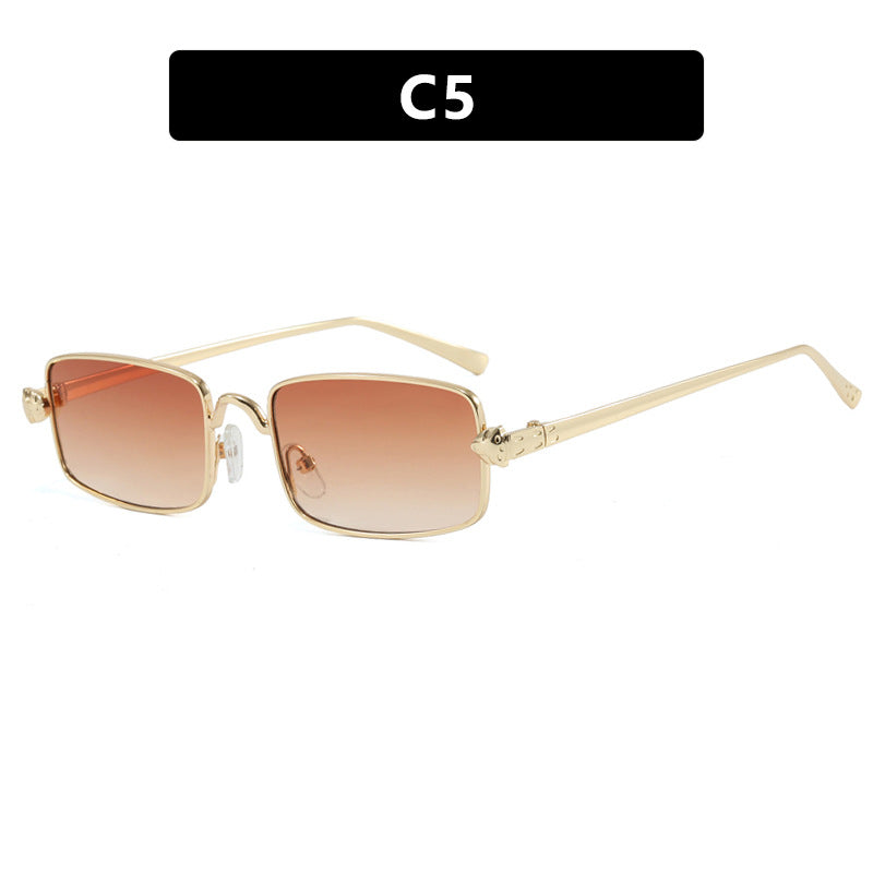 Damen elegante quadratische Sonnenbrille mit luxuriösem Metallrahmen und UV-Schutz Karnz