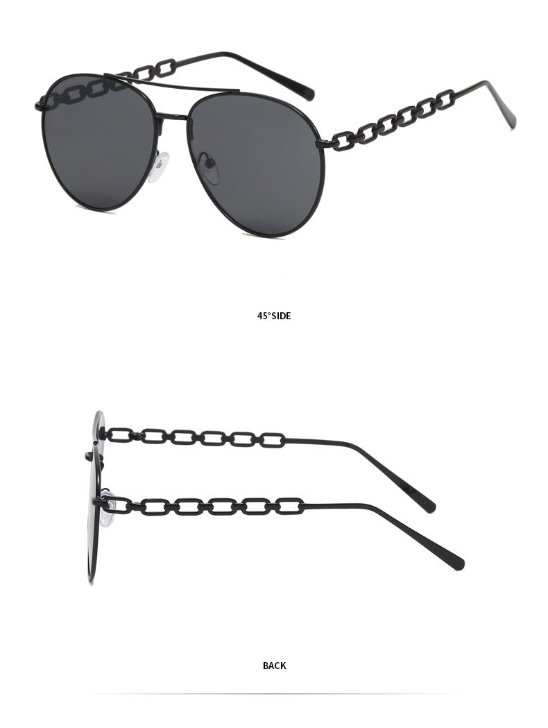 Damen Oversized Sonnenbrille mit modischem Kettenrahmen Karnz