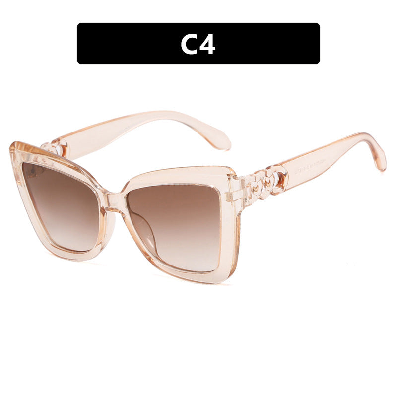 Damen trendige Katzenaugen-Sonnenbrille mit raffiniertem Muster Karnz