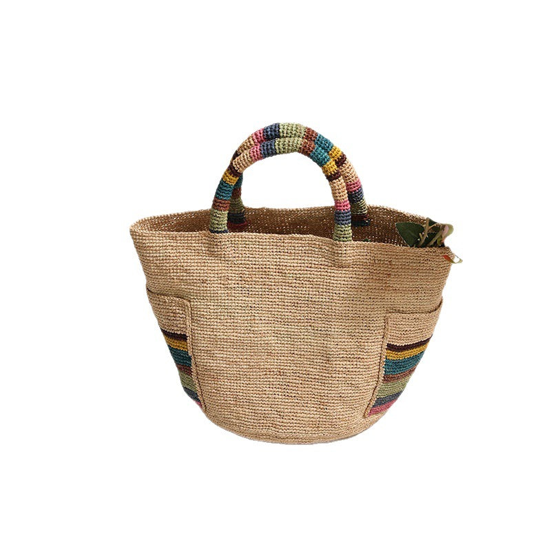 Damen Handgeknüpfte Strandtasche mit bunten Akzenten Karnz