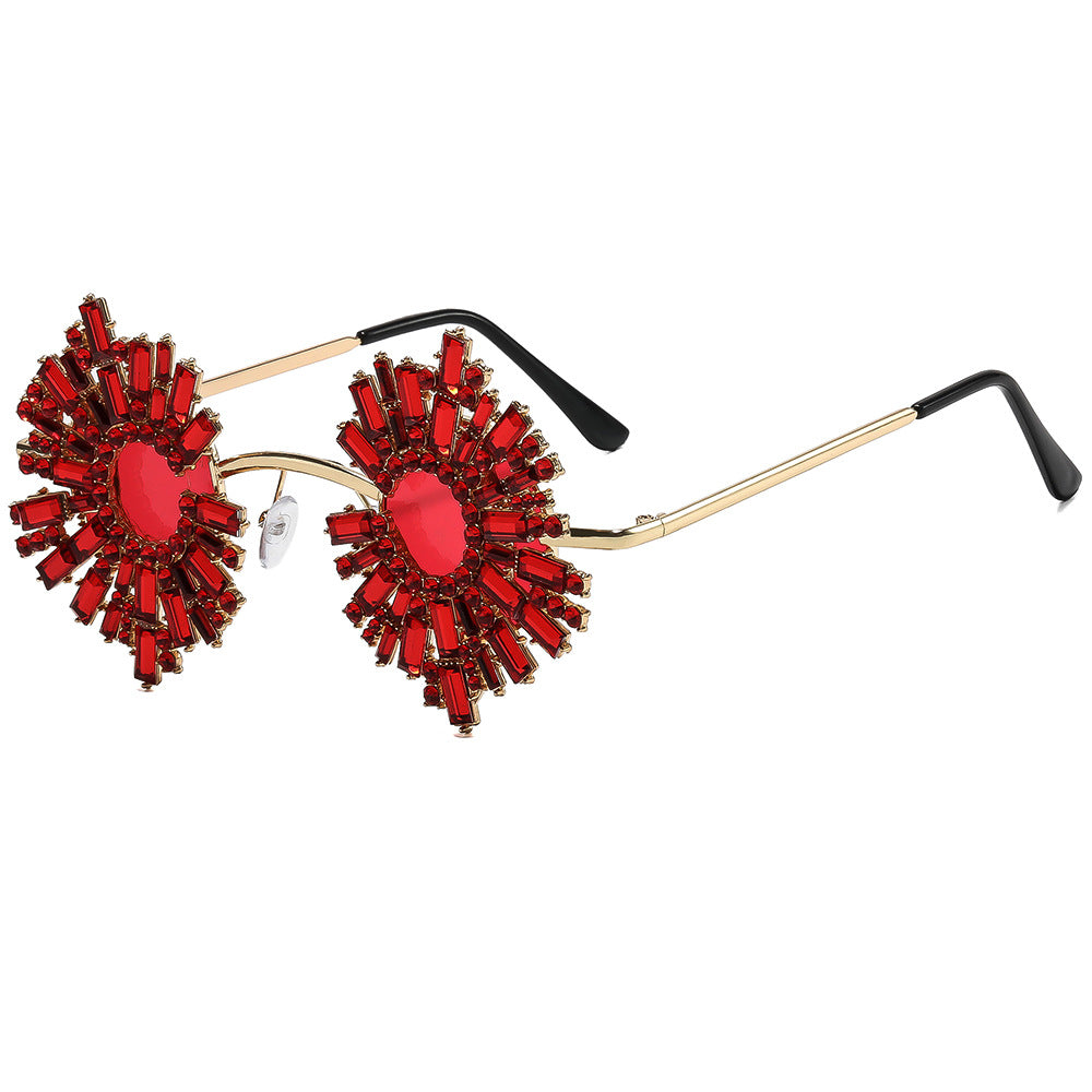 Damen extravagante Design-Sonnenbrille mit buntem Kristallschmuck Karnz